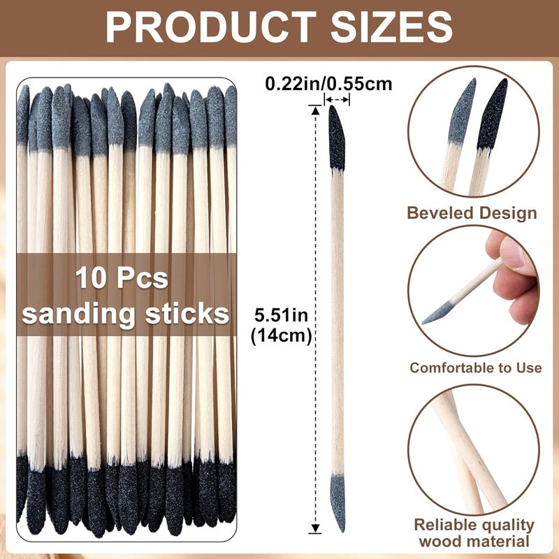 ANCIRS 10 Pcs Sanding Sticks, 5.5in Double End Matchsticks Sanding Twigs, 150/280 Grit Fine Detailing Polishing Stick, Flexible Sanding Tools for Plastic Models, Tight Spaces (Black&Gray) - Image 2